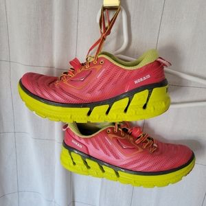 Hoka pink lime green shoes size usw 10